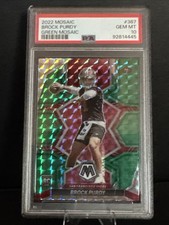 2022 Mosaic Brock Purdy Green Mosaic Rookie Card PSA 10 #367. rookie card picture