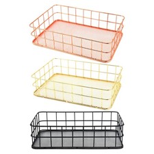 Decorative Iron Mesh Basket With Reinforced Edges Multipurpose Home Organization