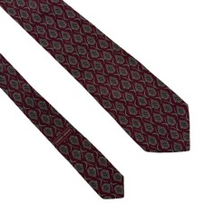 Giorgio Armani Cravatte Silk Necktie Mens 57.25x3.5 Red Gray Geometric Tie Italy