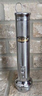 Ray-O-Vac Sportsman 10 inch Chrome Flashlight 3 D Cell Batteries Works! Vintage 