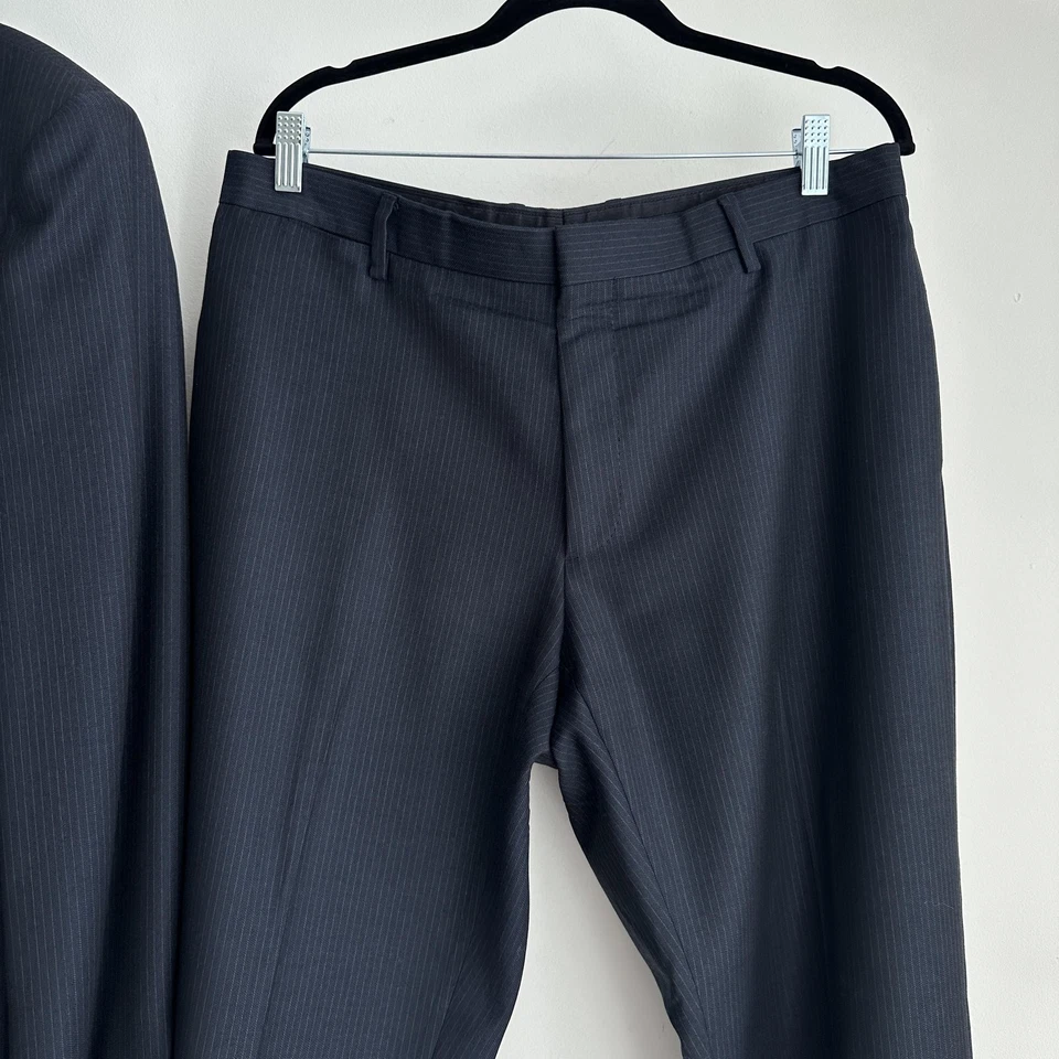 Traje Burberry London Hombre 54R 38R Azul Marino Rayas Lana Chaqueta Pantalones Hecho en Italia Foto 4 de 4