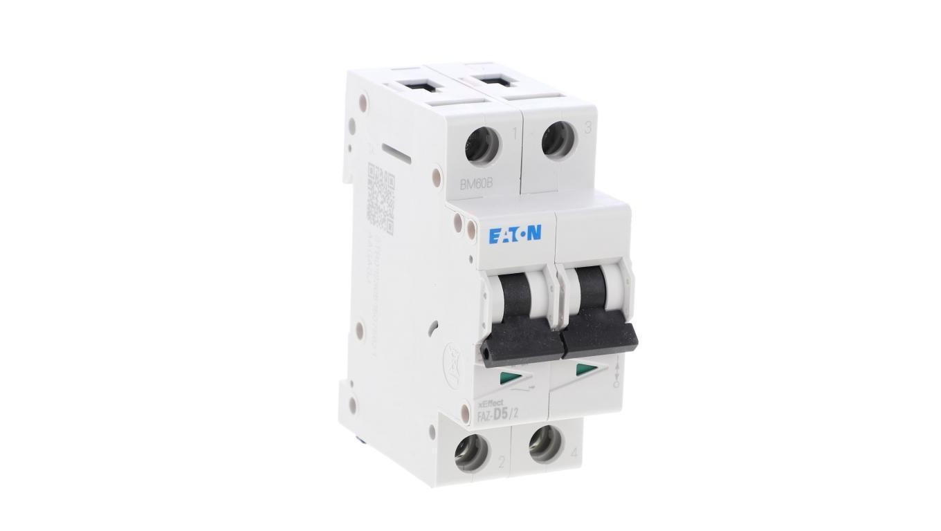 2P D 5A Overcurrent Switch 15kA AC FAZ-D12/2 278776