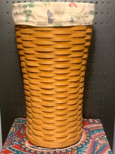 1999 Longaberger Large Laundry Basket with Cloth Liner & Plastic Protector VTG - Picture 6 of 10