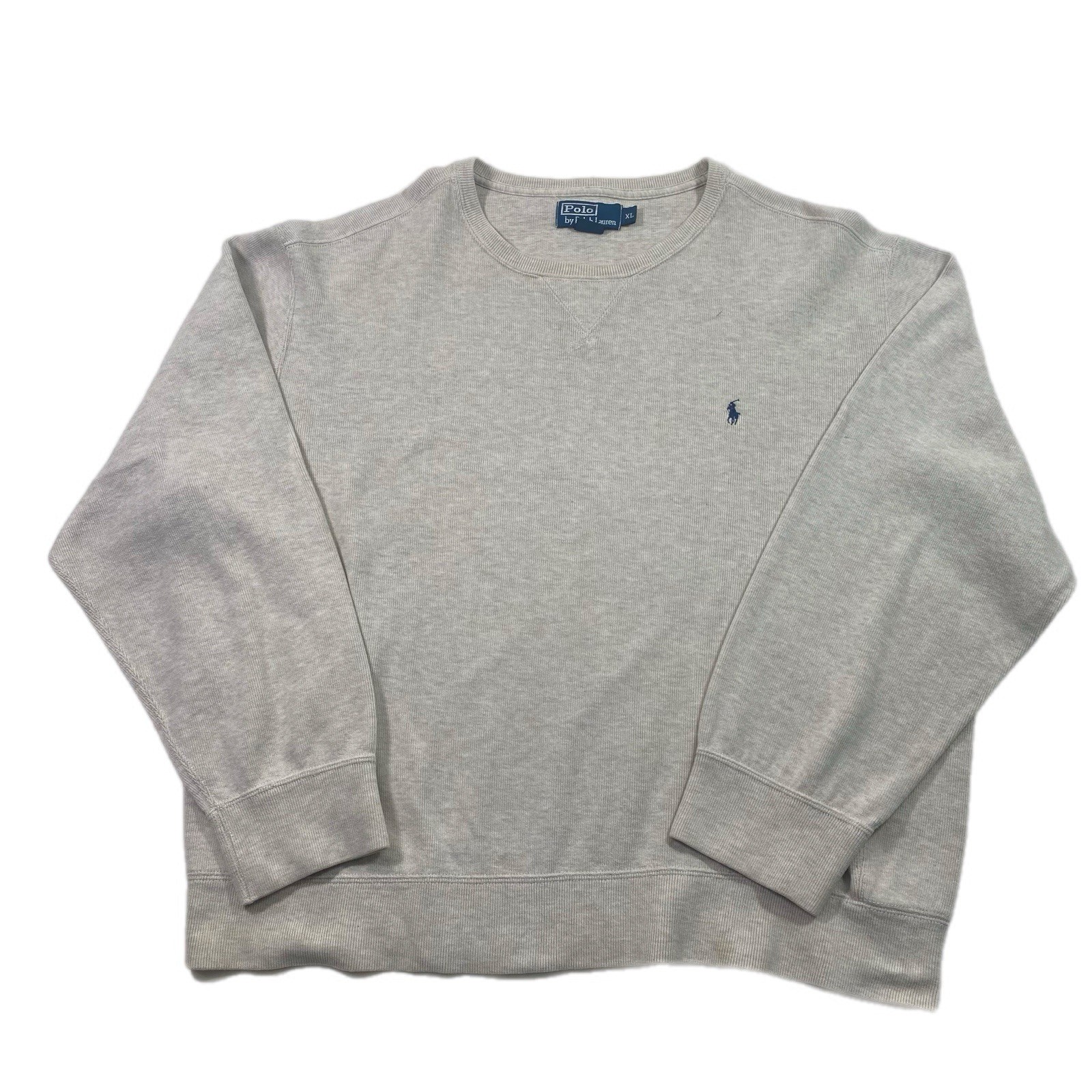 Polo Ralph Lauren Vintage Adulto XL Grigio Felpa Girocollo Y2K Anni 90 Pony Cotone