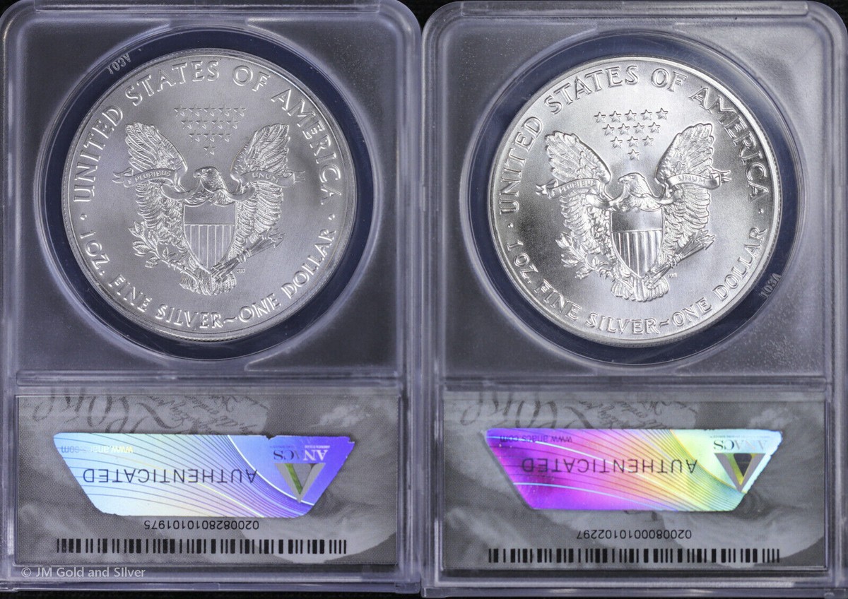 1986 & 2020 2-Coin American Silver Eagle Legacy Set ANACS MS 70