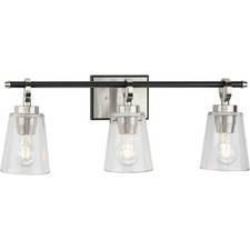 Progress Cassell 24 3-Light Vanity Light, Brushed Nickel w/ Glass Shades