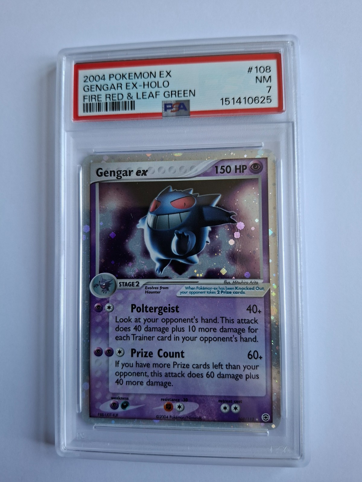 Gengar Ex-holo Fire Red & leaf Green  108/112 PSA 7