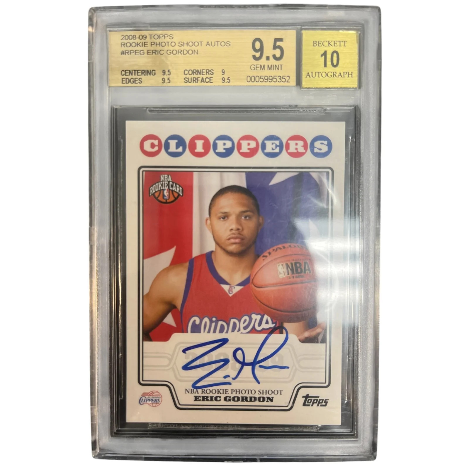 2008 Topps Rookie Photo Shoot Autographs Eric Gordon #RPEG BGS 9.5 Auto 10