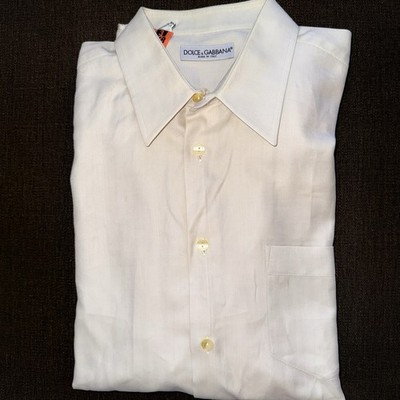 Dolce Gabbana Cream Ivory Button Up Preppy Quiet Luxury Business Shirt Sz 17/43
