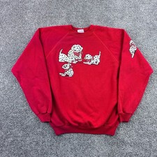 Vintage Dalmatian Sweatshirt Mens XL Red Cotton Blend Dog Puppy 90s USA Made