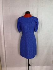 Banana Republic Women's Puff Sleeve Blue White Print Fit & Flare Dress 2 D752