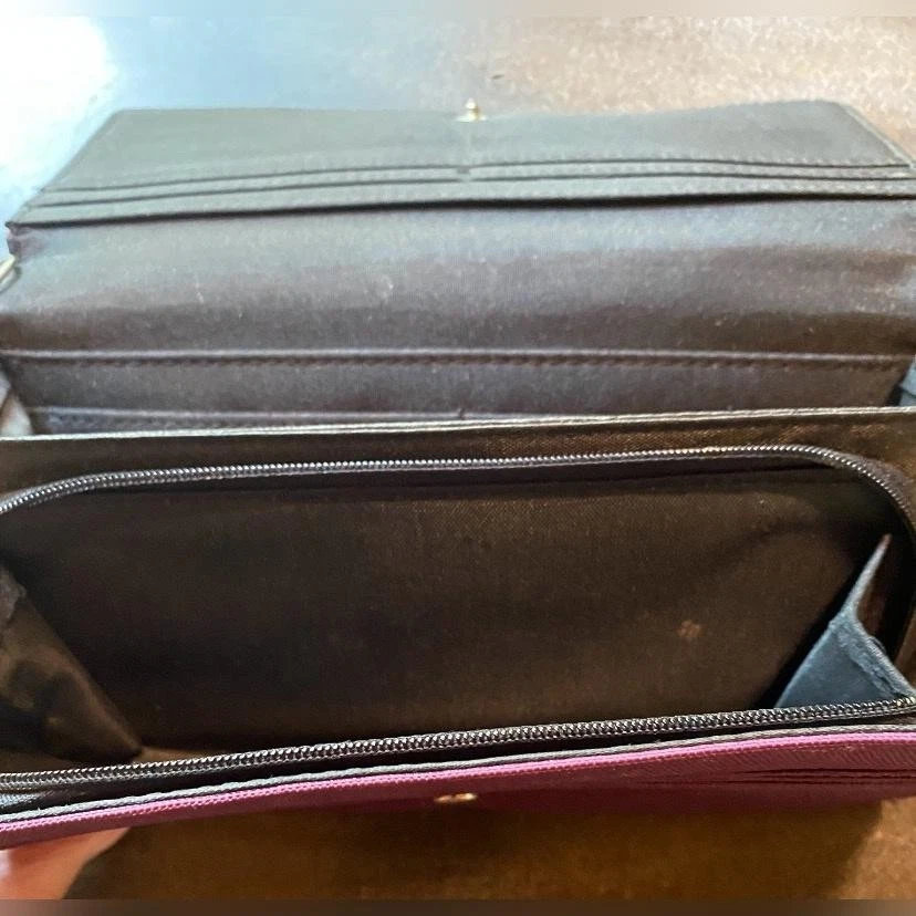 Organizzi Wallet Womens Purple Clutch Organizer Zip Pocket Card Holder Canvas Pu - Image 4 of 4