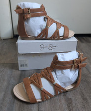 NEW Jessica Simpson Annette Gladiator Brown Gladiator Sandals Jeweled Girls 11