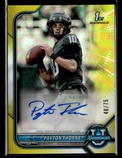 2021-22 Bowman University #BCPA-PT Payton Thorne Chrome RC Autographs Yellow /75