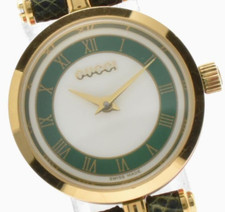EXC 5 Vintage Gucci 2000L Green White Dial Quartz Women's Watch Japan