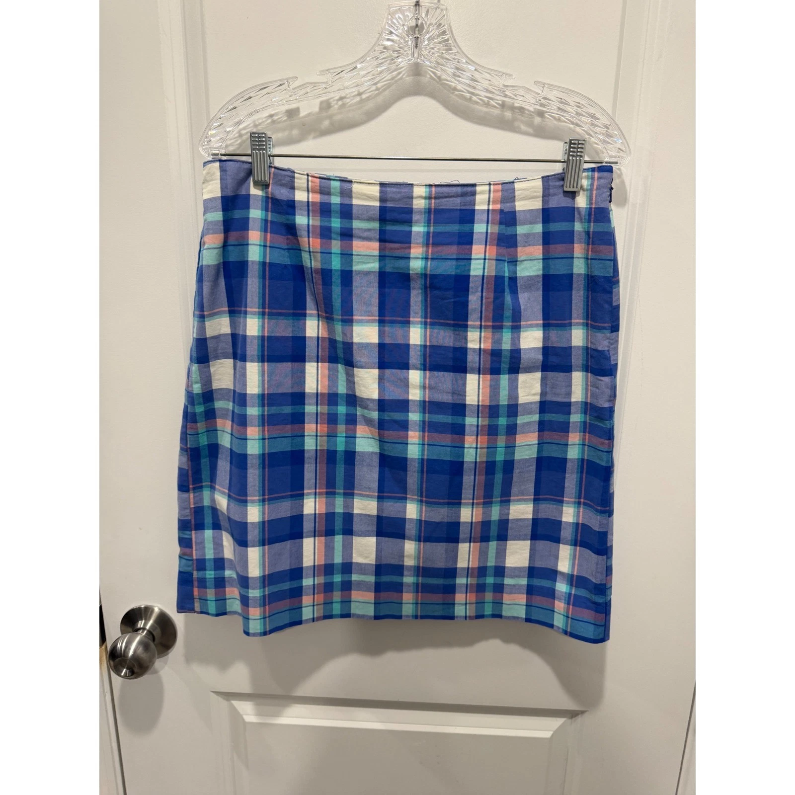 L.L.Bean Womens Skirt Favorite Fit Plaid Blue Size 10