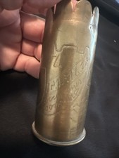 1914 1918 WWI French Brass Artillery Shell Casing Trench Art Verdun 37-86 PDP
