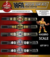 UWF Lot Of 5 Hasbro Scale Hand Made Wrestling Figure Belts