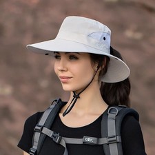 Women's Summer Bucket Hat Boonie Ponytail Wide Brim SunUV ProtectionTravel CapUS