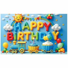 Happy Birthday Backdrop Banner Sign for Boys Girls Colorful Birthday Party Decor