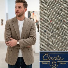 Vintage Circle S Men s 42L Herringbone Tweed Flecked Wool Western Blazer Jacket