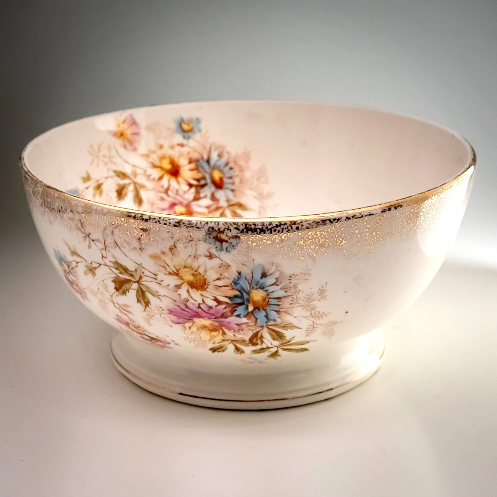 Antike Kaiserliche Bonn Germany Porzellan Blumen Schale um 1900 8" Deko