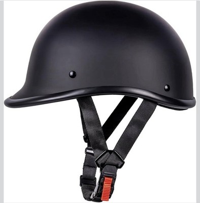 Yesmotor Vintage Motorcycle Half Helmet Matte Black Open Face DOT Approved XXL