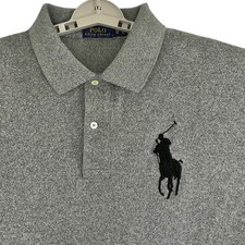 Polo Ralph Lauren Men's 2XB Big Pony Gray Polo Shirt Black Logo Big Tall