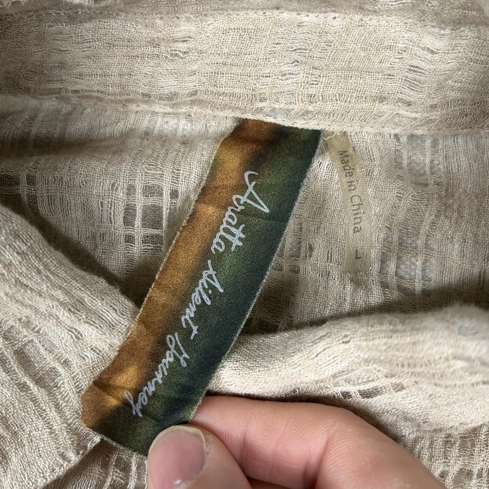 Aratta Silent Journey Dress Womens L Maxi Linen Blend Boho Details Floral Tassel - Image 3 of 4