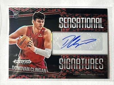 DONOVAN CLINGAN 2024-25 PRIZM BLACK ROOKIE SNAKESKIN RC AUTO /15 TRAIL BLAZERS