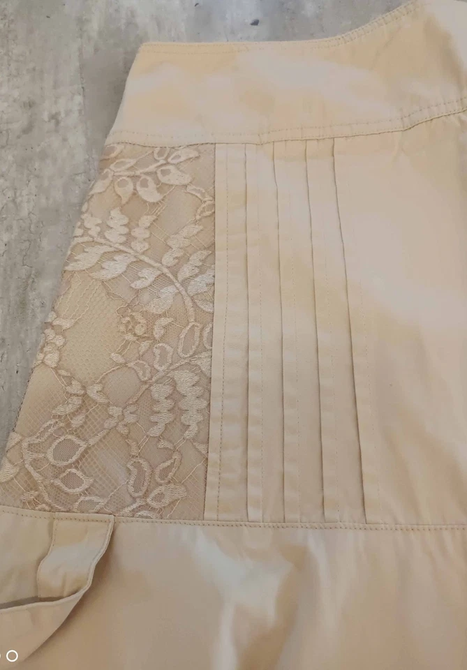 jupe beige mi longue clara collins style boheme dentelle taille 40 - Photo 3/4