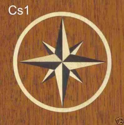 Compass Star Veneer Inlay Marquetry #CS1 3'' or 2'', VENEER WOODWORKING REQUIRED
