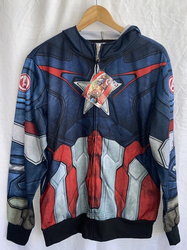 MARVEL Avengers Captain America Hoodie Sweatshirt with Cut out Eyes Size S NWT