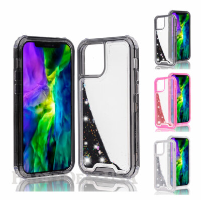 For Apple iPhone 12 Pro Max - Waterfall Glitter Liquid Transparent Cover Case