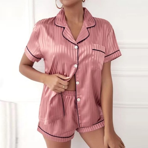 2PCS Women Satin Silk Pyjamas Suit Short Sleeve Soft Nightwear Sleepwear PJS Set - Picture 13 of 21