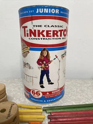 Classic Tinker Toy Construction Junior Builder Set. Over 66 Pieces. Creative Toy - Image 1 of 4