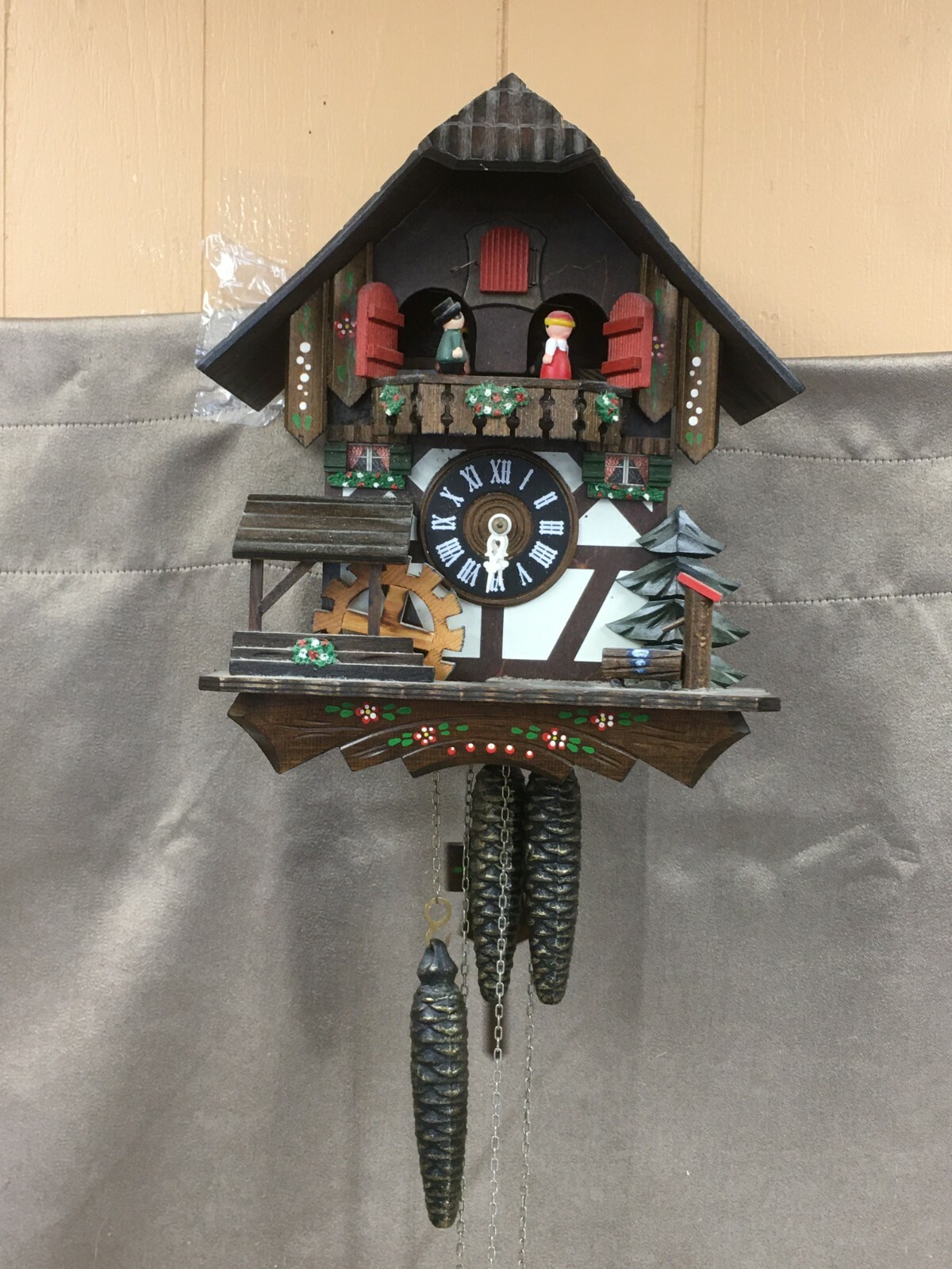 Vintage Lotscher Cuckoo Clock with Swiss Musical Movement Edelweiss