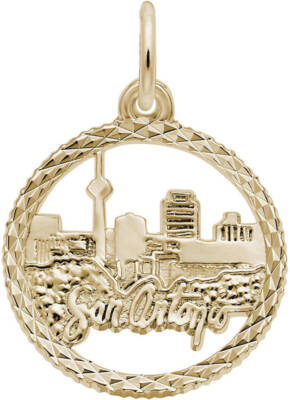10K or 14K Gold San Antonio Skyline Charm by Rembrandt
