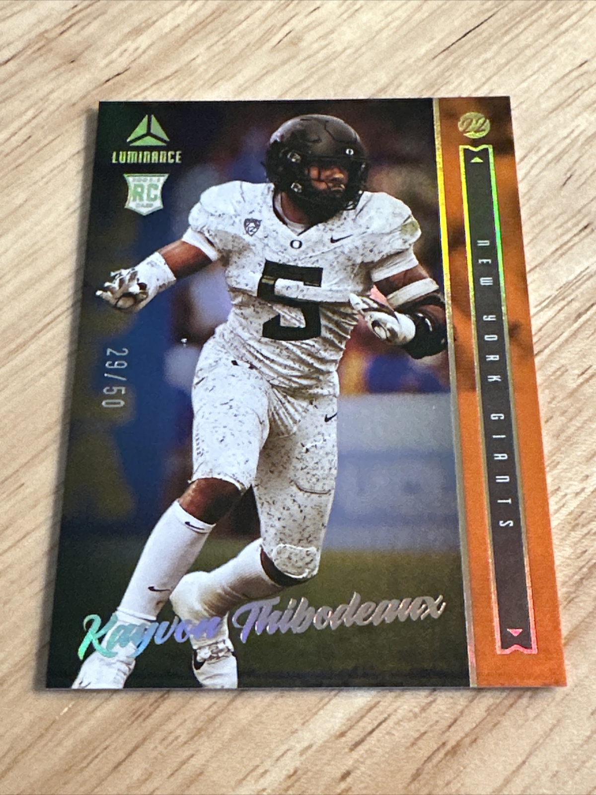 Kayvon Thibodeaux 2022 Luminance Football #136 Orange 29/50 RC-Ducks/Giants