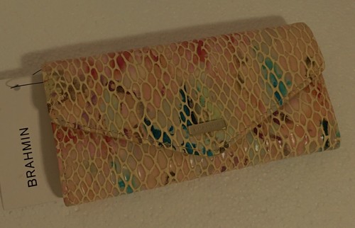 Brahmin JUNIE VERONICA Trifold Envelope Leather Wallet Multi Tan Red Teal NWT - Picture 6 of 9