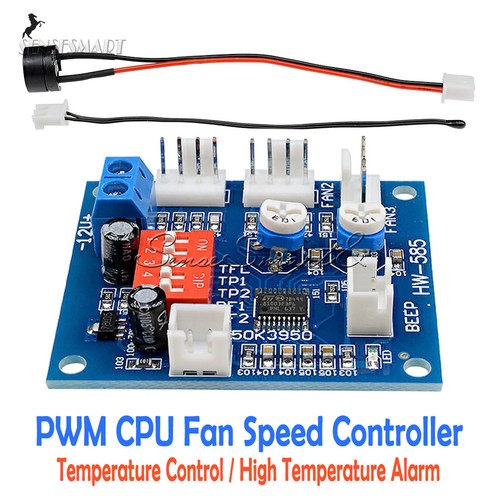 12V PWM PC CPU Fan Temperature Control High-Temp Alarm Speed Controller Module