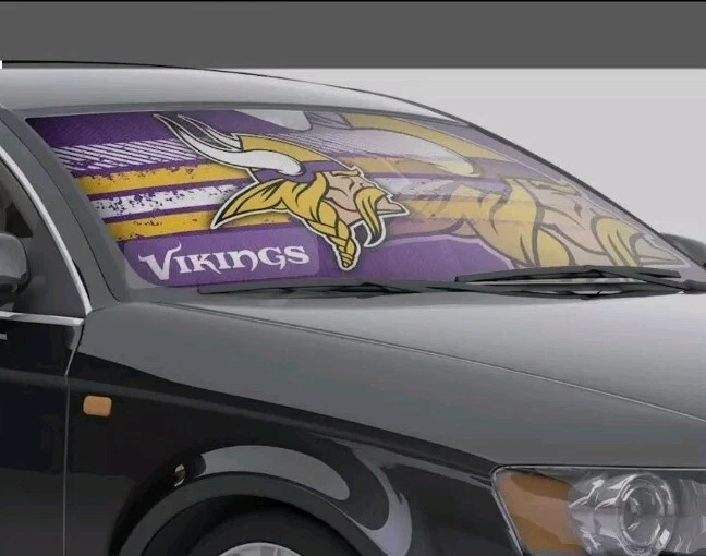 Minnesota Vikings Car Sun&nbsp;Shade  SIZE 27.5 IN × 58 IN