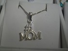 Sterling Silver 925 Ladies Box Link Necklace w/#1 MOM Pendant      3.8 grams    