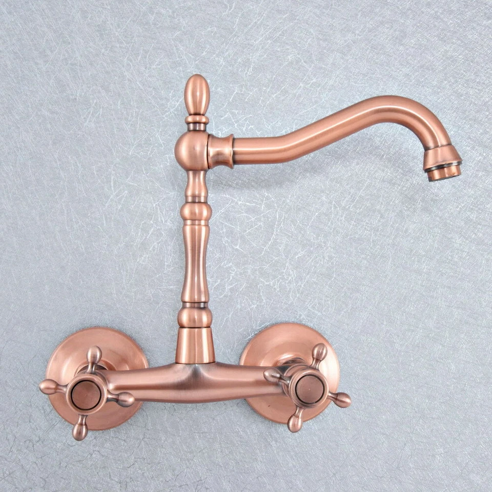Antique Red Copper Kitchen Faucet Bathroom Sink Mixer Tap Wall Mount fsf866 - Image 2 of 4