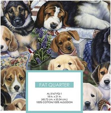 Fat Quarter - Puppies Puppy Dogs Animals 18" x 21" Precut Cotton Fabric M203.14