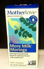 Motherlove More Milk Moringa Vegan Capsules 60ct Non-GMO Liquid Capsules Ex 7/27