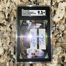 2024 Leaf Vivid Yellow Mojo Shedeur Sanders Travis Hunter 8/10  RC Mint+ SGC 9.5