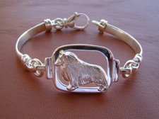 Small Sterling Silver Sheltie  Shetland Sheepdog Standing Study Bracelet