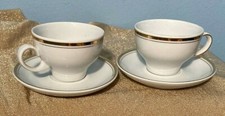 VTG 1949 Kahla GDR Germany Espresso Set-2 Cups&2 Saucers-White China w/Gold Trim