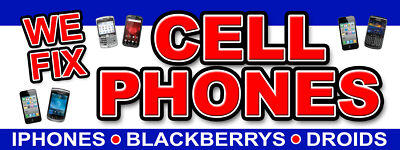 WE FIX CELL PHONES DECAL sticker batteries screen smartphones repair
